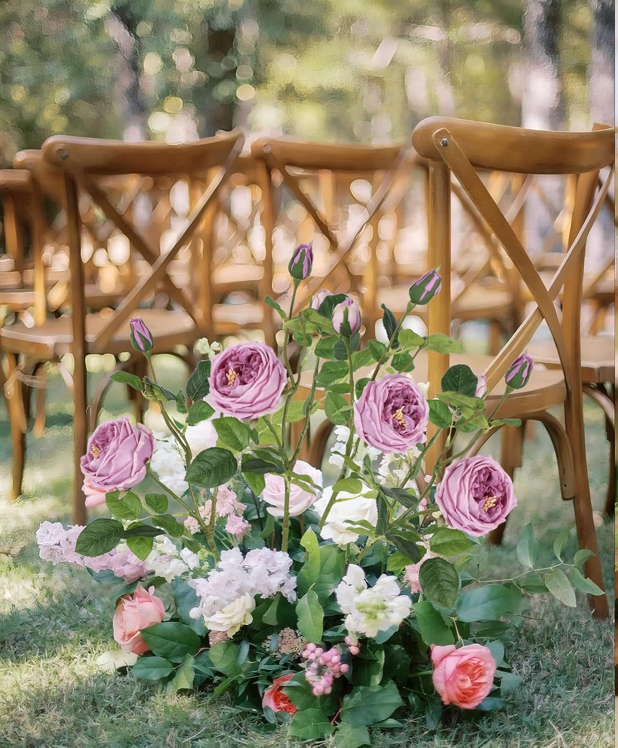 Real Touch Austin Roses Peonies Artificial Flowers 4 Bouquets Latex Fake Peonies with Long Stem Realistic Faux Peonies Flower for Wedding Party Home Table Centerpieces Decorations (Champagne)