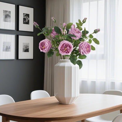 Real Touch Austin Roses Peonies Artificial Flowers 4 Bouquets Latex Fake Peonies with Long Stem Realistic Faux Peonies Flower for Wedding Party Home Table Centerpieces Decorations (Champagne)