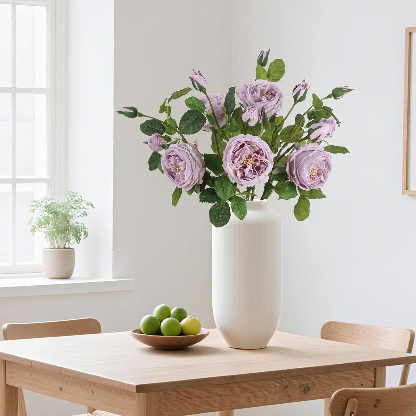 Real Touch Austin Roses Peonies Artificial Flowers 4 Bouquets Latex Fake Peonies with Long Stem Realistic Faux Peonies Flower for Wedding Party Home Table Centerpieces Decorations (Champagne)