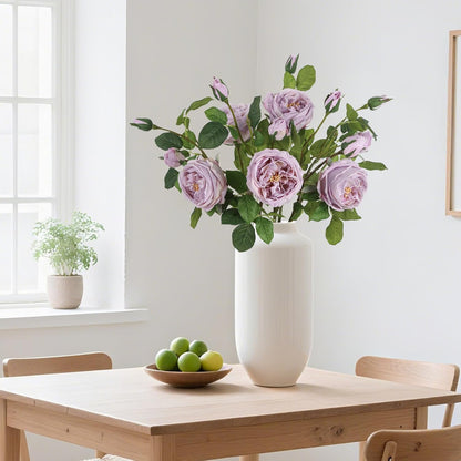Real Touch Austin Roses Peonies Artificial Flowers 4 Bouquets Latex Fake Peonies with Long Stem Realistic Faux Peonies Flower for Wedding Party Home Table Centerpieces Decorations (Champagne)