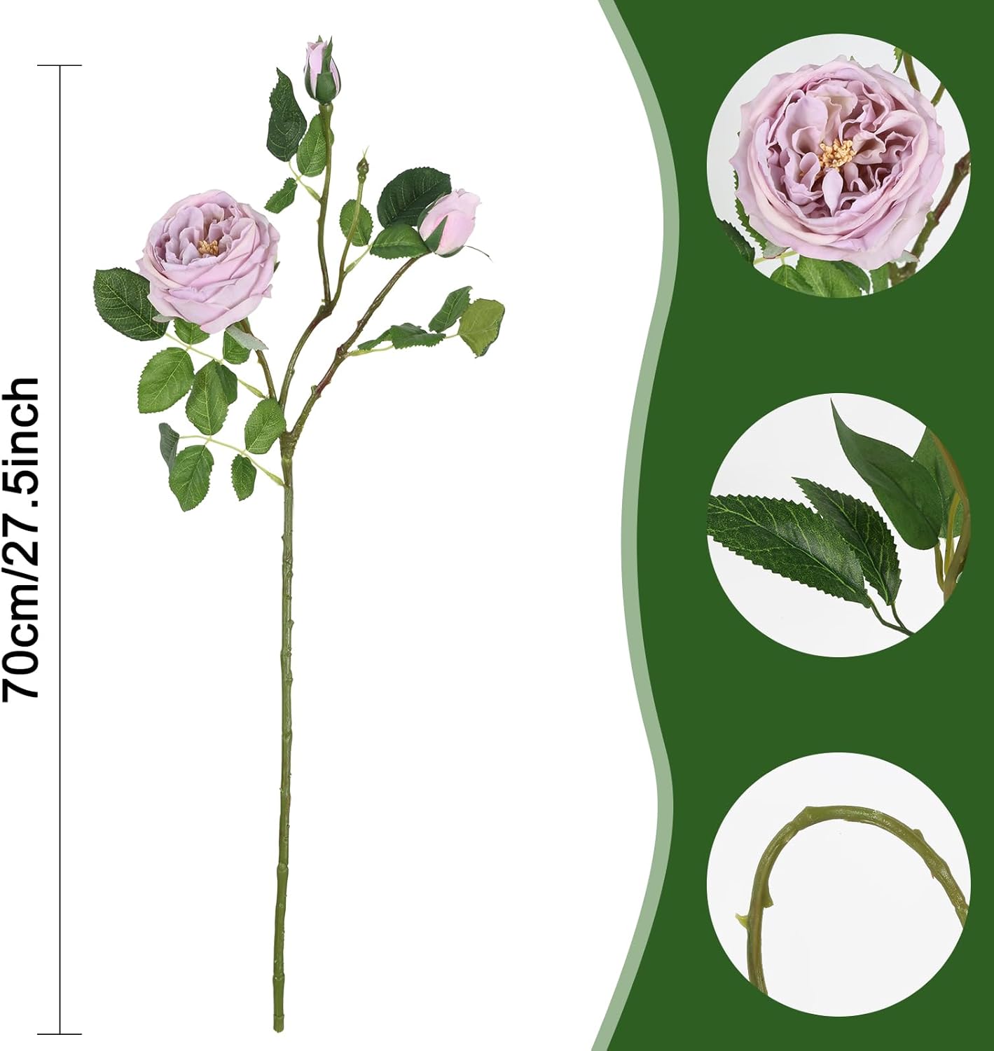 Real Touch Austin Roses Peonies Artificial Flowers 4 Bouquets Latex Fake Peonies with Long Stem Realistic Faux Peonies Flower for Wedding Party Home Table Centerpieces Decorations (Champagne)