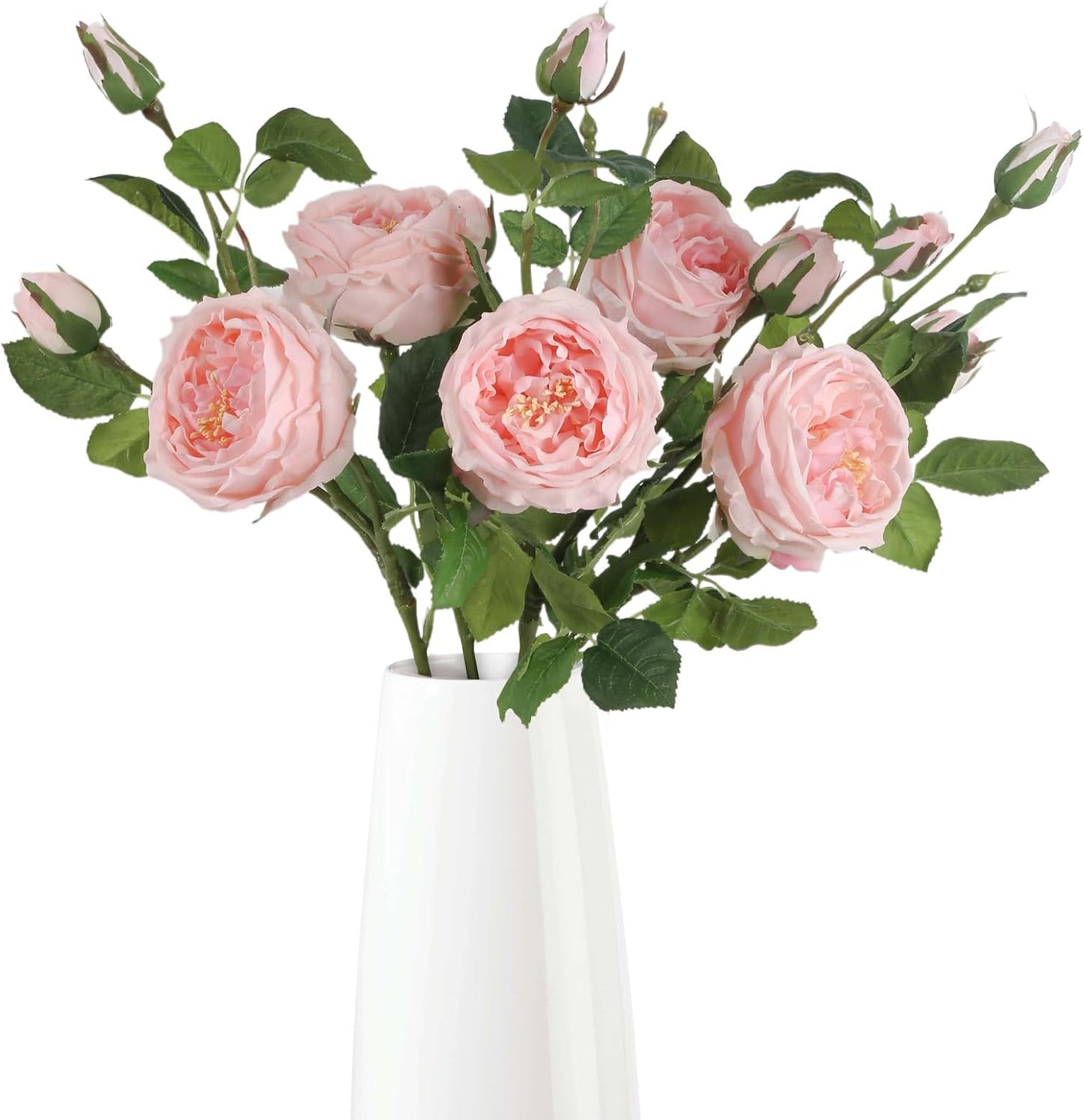 Real Touch Austin Roses Peonies Artificial Flowers 4 Bouquets Latex Fake Peonies with Long Stem Realistic Faux Peonies Flower for Wedding Party Home Table Centerpieces Decorations (Champagne)
