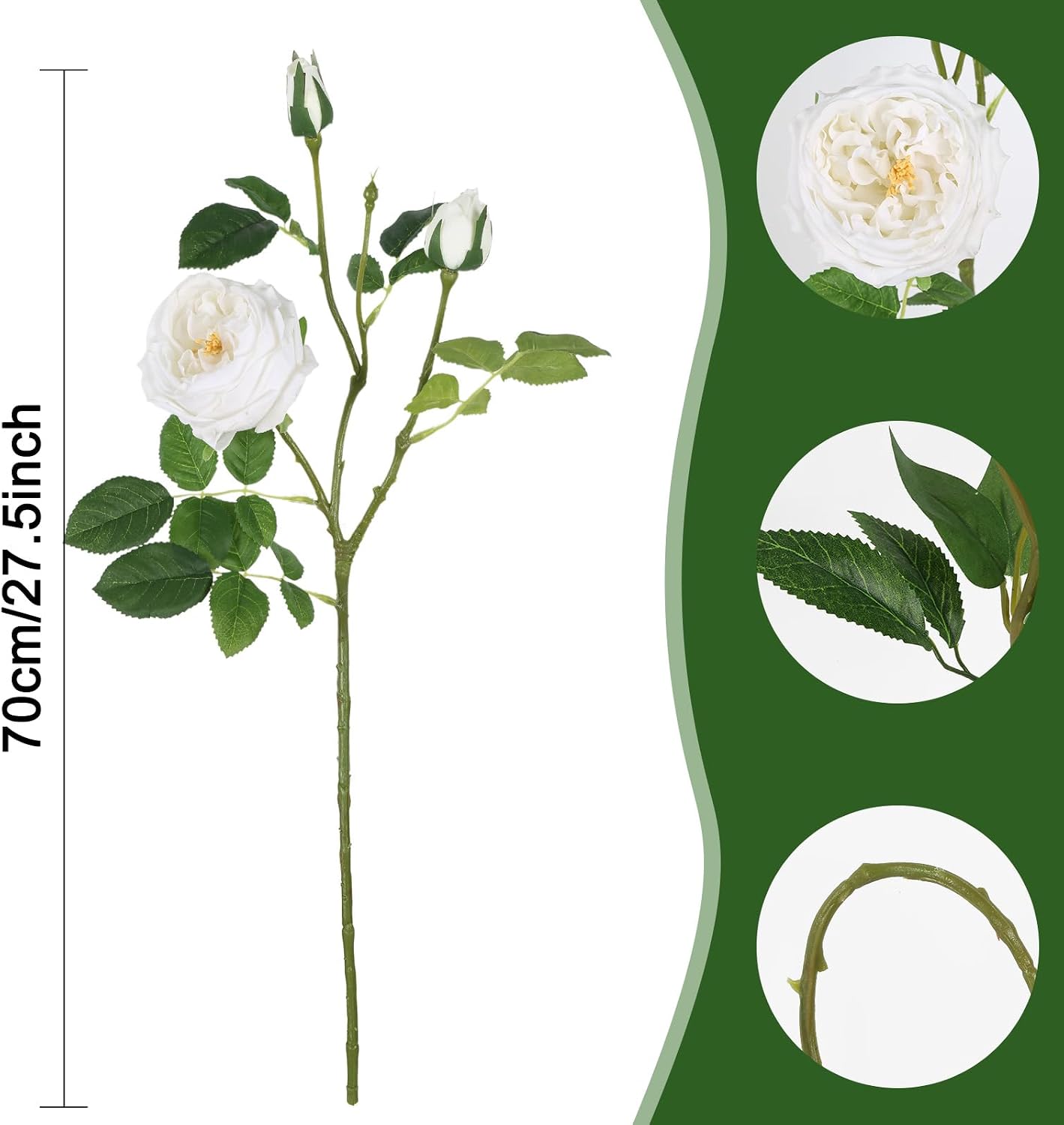 Real Touch Austin Roses Peonies Artificial Flowers 4 Bouquets Latex Fake Peonies with Long Stem Realistic Faux Peonies Flower for Wedding Party Home Table Centerpieces Decorations (Champagne)