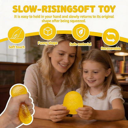 2.16in Squishy Ice Cube Squeeze Toy, Soft Slow Rebound Sensory Toy for Stress and Anxiety Relief, Portable Hand Squeeze Desk Toy, Gift for Boys Girls Kids and Adults Age 3+ (Small Yellow)