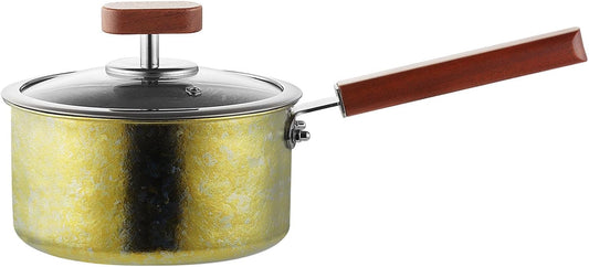 Titanium Saucepan pure, Titanium Pans for Cooking, Upgrade Non Stick No Coating Deep Frying Pan, Multipurpose Sauce Pan for Cooking, Dishwasher&Oven Safe, Works on All Stoves,Yellow