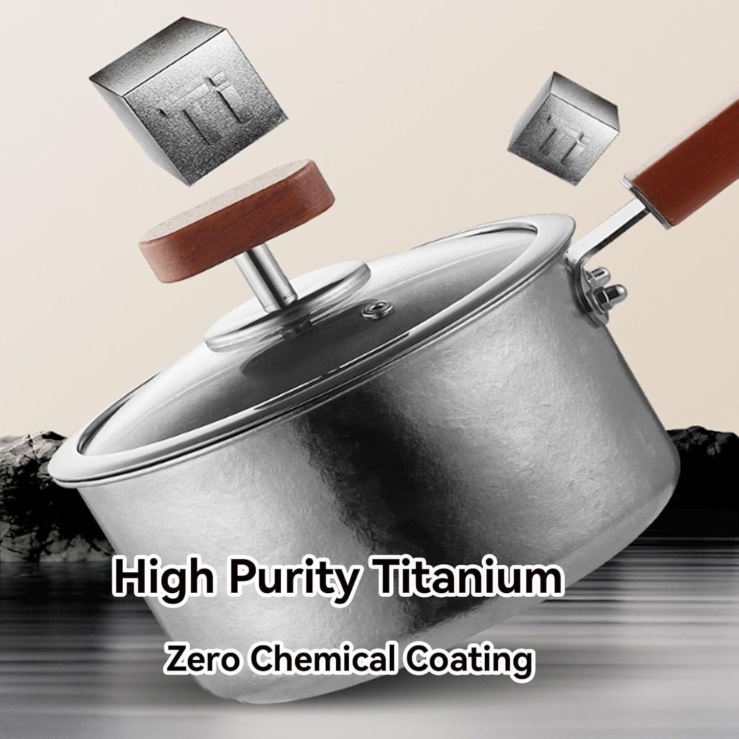 Titanium Saucepan pure, Titanium Pans for Cooking, Upgrade Non Stick No Coating Deep Frying Pan, Multipurpose Sauce Pan for Cooking, Dishwasher&Oven Safe, Works on All Stoves,Yellow