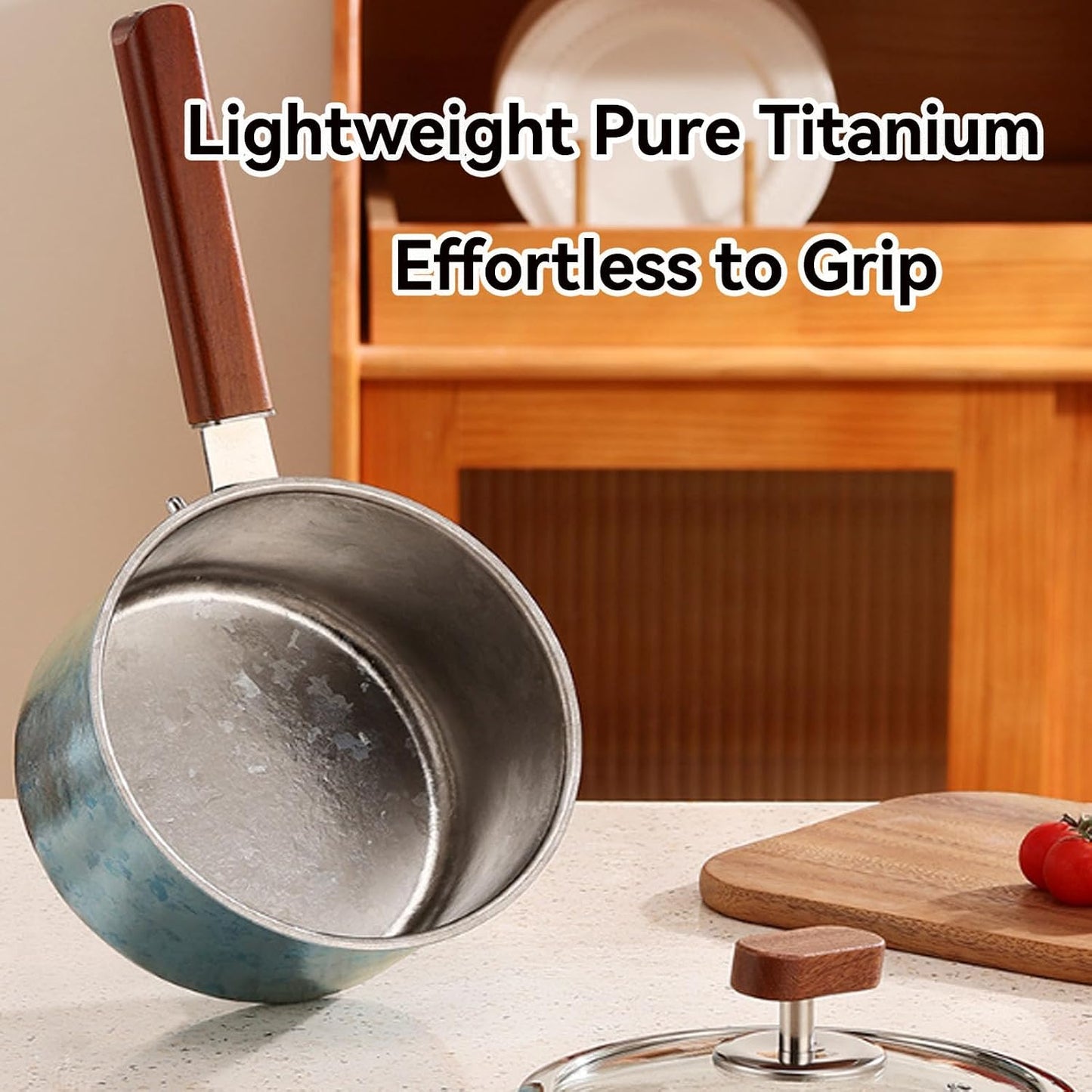 Titanium Saucepan pure, Titanium Pans for Cooking, Upgrade Non Stick No Coating Deep Frying Pan, Multipurpose Sauce Pan for Cooking, Dishwasher&Oven Safe, Works on All Stoves,Yellow