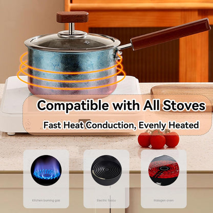 Titanium Saucepan pure, Titanium Pans for Cooking, Upgrade Non Stick No Coating Deep Frying Pan, Multipurpose Sauce Pan for Cooking, Dishwasher&Oven Safe, Works on All Stoves,Yellow