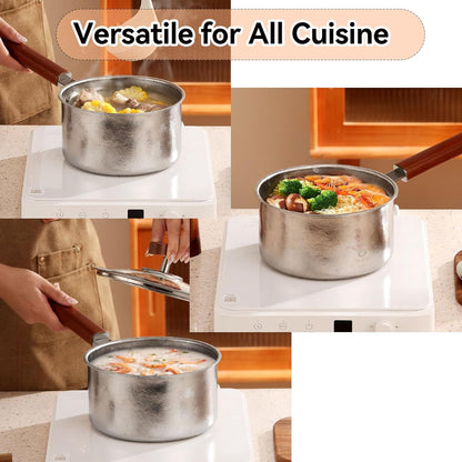 Titanium Saucepan pure, Titanium Pans for Cooking, Upgrade Non Stick No Coating Deep Frying Pan, Multipurpose Sauce Pan for Cooking, Dishwasher&Oven Safe, Works on All Stoves,Yellow
