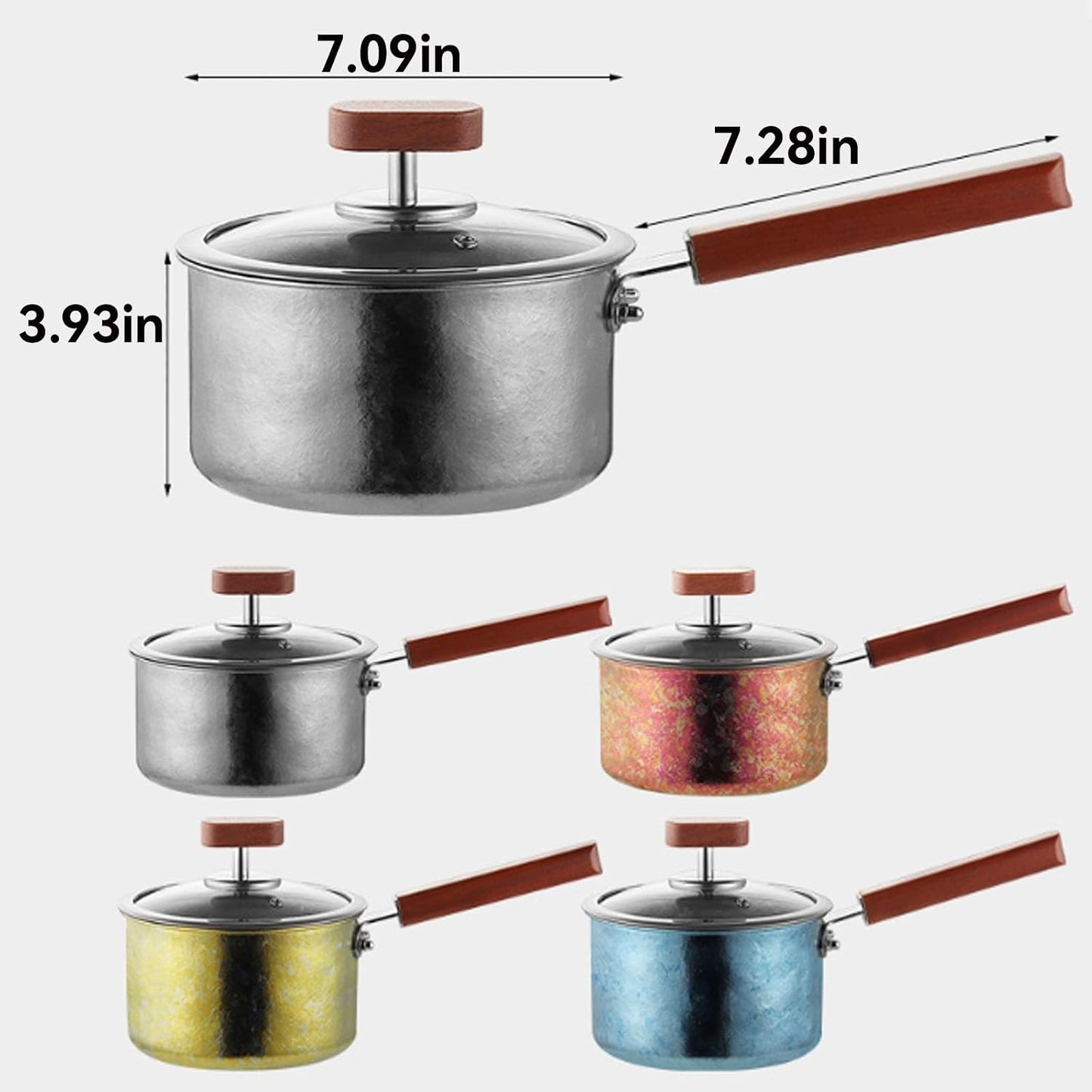 Titanium Saucepan pure, Titanium Pans for Cooking, Upgrade Non Stick No Coating Deep Frying Pan, Multipurpose Sauce Pan for Cooking, Dishwasher&Oven Safe, Works on All Stoves,Yellow