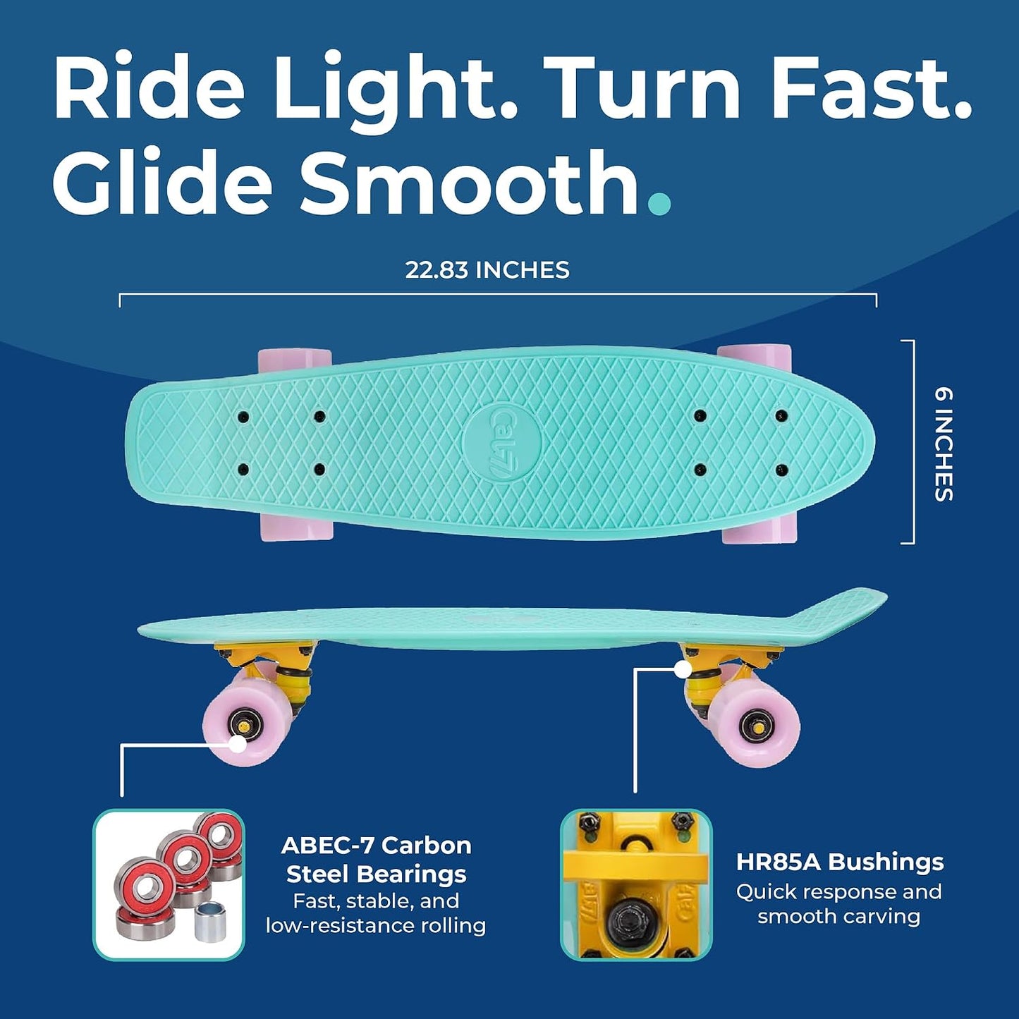 22" Complete Mini Cruiser Plastic Skateboard