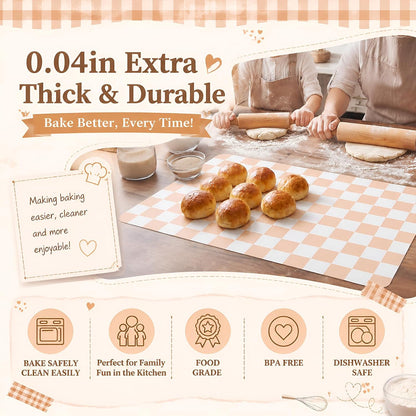 2 Pcs Checkered Silicone Baking Mat Non-stick Reusable Oven Liner, Food Grade Silicone Roasting Mat with Anti-slip Grid Design for Baking, Oven, Air Fryer(Yellow and White, 17 x 25 Inch)