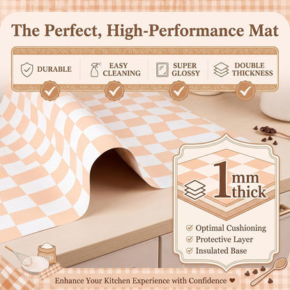 2 Pcs Checkered Silicone Baking Mat Non-stick Reusable Oven Liner, Food Grade Silicone Roasting Mat with Anti-slip Grid Design for Baking, Oven, Air Fryer(Yellow and White, 17 x 25 Inch)