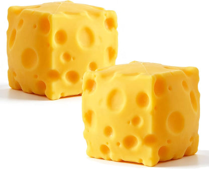 2 Packs Cheese Squishy Slow Rising, Squishy Squeeze Yellow Cheese Block, Soft Novelty Toy, Stress Balls for Adults Rebounding Sensory Squishys Cheese (Yellow)