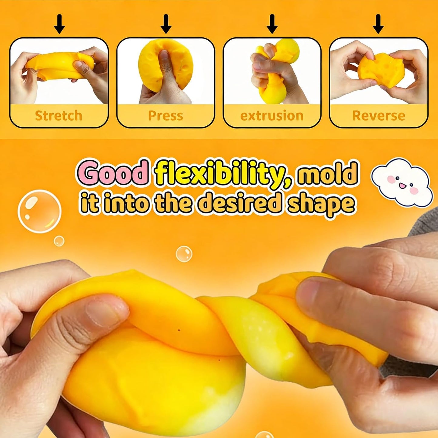 2 Packs Cheese Squishy Slow Rising, Squishy Squeeze Yellow Cheese Block, Soft Novelty Toy, Stress Balls for Adults Rebounding Sensory Squishys Cheese (Yellow)