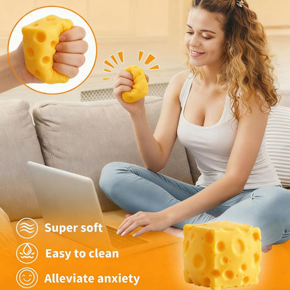 2 Packs Cheese Squishy Slow Rising, Squishy Squeeze Yellow Cheese Block, Soft Novelty Toy, Stress Balls for Adults Rebounding Sensory Squishys Cheese (Yellow)
