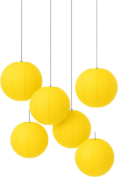 Pack of 6 Round Paper Lantern Lamp Paper Lanterns Party Decorations Yellow, 4"/10CM)