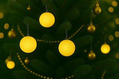 Pack of 6 Round Paper Lantern Lamp Paper Lanterns Party Decorations Yellow, 4"/10CM)