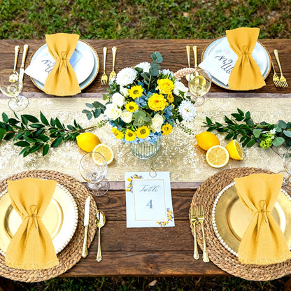 36 Pack Yellow Handmade Cloth Napkins 12 x 12 Inch Cotton Linen Napkins with Fringe, Washable and Reusable Napkins, Soft Rustic Boho Fringe Cloth Napkins for Dinners,Parties, Wedding