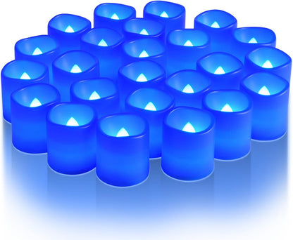 24 Pack Ivory Flameless Flickering LED Votive Tealights Candles | Battery operated, 200+ hr runtime, amber yellow glow, ivory shell, 1.5"D, 1.6"H for wedding, Halloween & Christmas decor