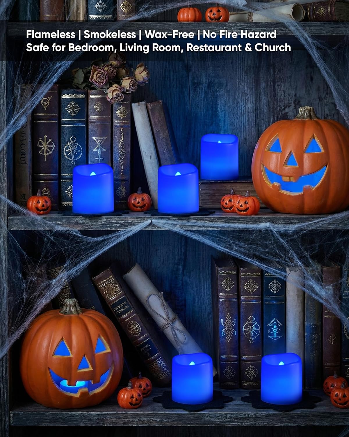 24 Pack Ivory Flameless Flickering LED Votive Tealights Candles | Battery operated, 200+ hr runtime, amber yellow glow, ivory shell, 1.5"D, 1.6"H for wedding, Halloween & Christmas decor