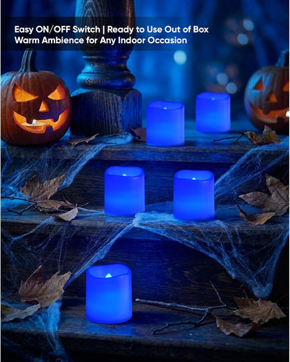 24 Pack Ivory Flameless Flickering LED Votive Tealights Candles | Battery operated, 200+ hr runtime, amber yellow glow, ivory shell, 1.5"D, 1.6"H for wedding, Halloween & Christmas decor