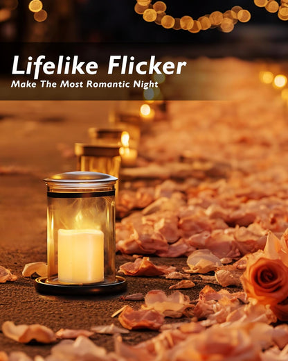 24 Pack Ivory Flameless Flickering LED Votive Tealights Candles | Battery operated, 200+ hr runtime, amber yellow glow, ivory shell, 1.5"D, 1.6"H for wedding, Halloween & Christmas decor