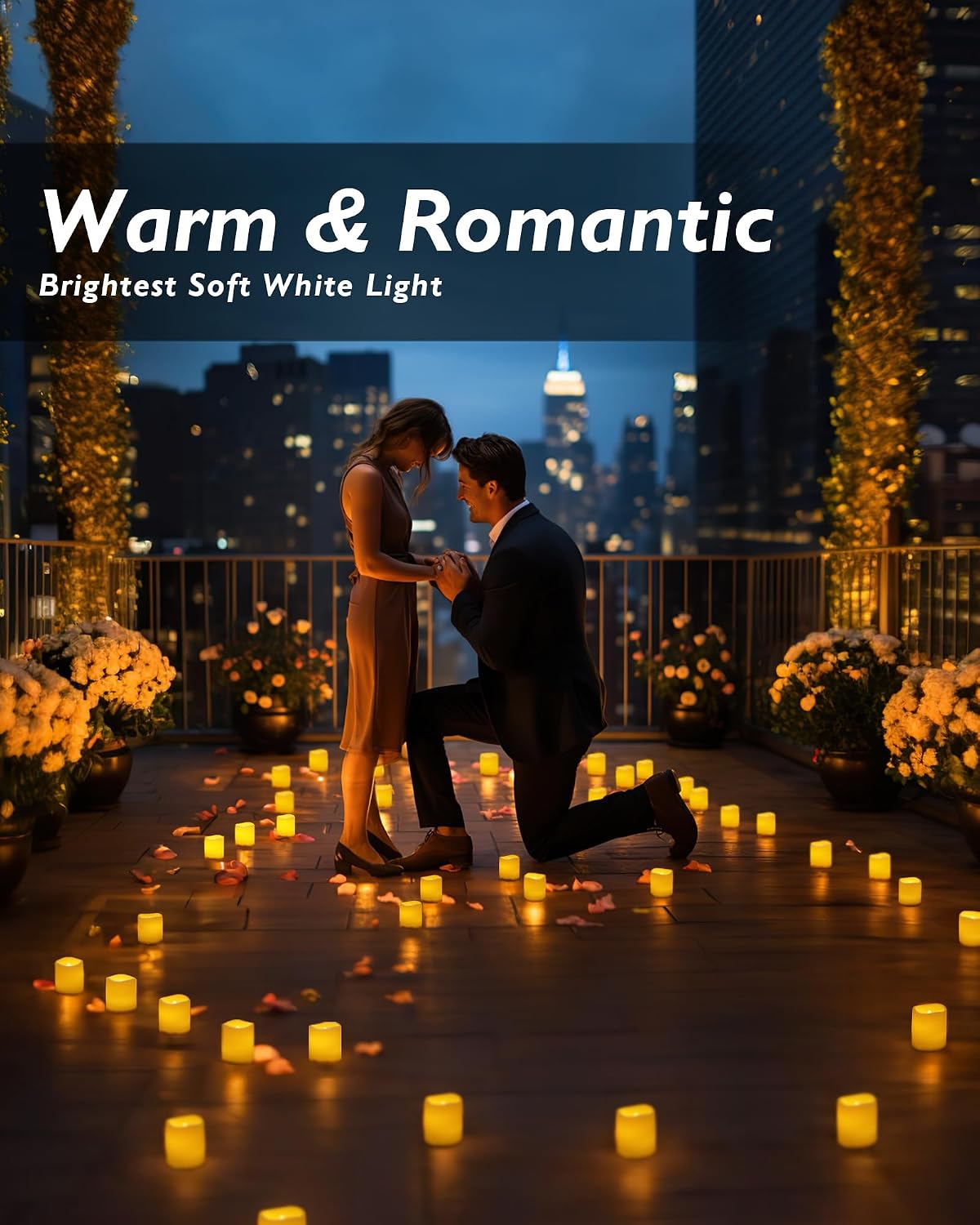 24 Pack Ivory Flameless Flickering LED Votive Tealights Candles | Battery operated, 200+ hr runtime, amber yellow glow, ivory shell, 1.5"D, 1.6"H for wedding, Halloween & Christmas decor