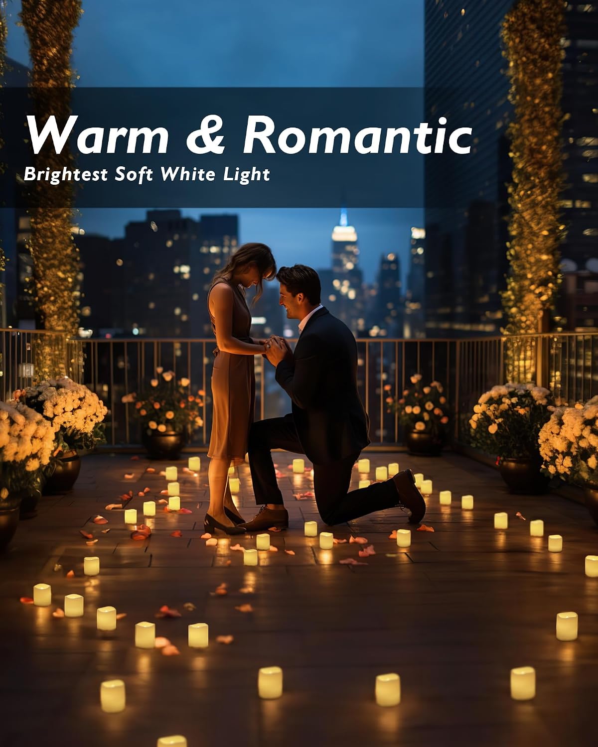 24 Pack Ivory Flameless Flickering LED Votive Tealights Candles | Battery operated, 200+ hr runtime, amber yellow glow, ivory shell, 1.5"D, 1.6"H for wedding, Halloween & Christmas decor