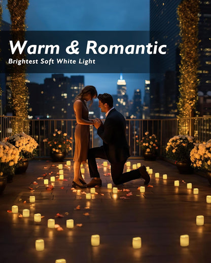 24 Pack Ivory Flameless Flickering LED Votive Tealights Candles | Battery operated, 200+ hr runtime, amber yellow glow, ivory shell, 1.5"D, 1.6"H for wedding, Halloween & Christmas decor