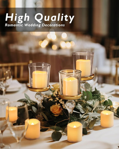 24 Pack Ivory Flameless Flickering LED Votive Tealights Candles | Battery operated, 200+ hr runtime, amber yellow glow, ivory shell, 1.5"D, 1.6"H for wedding, Halloween & Christmas decor