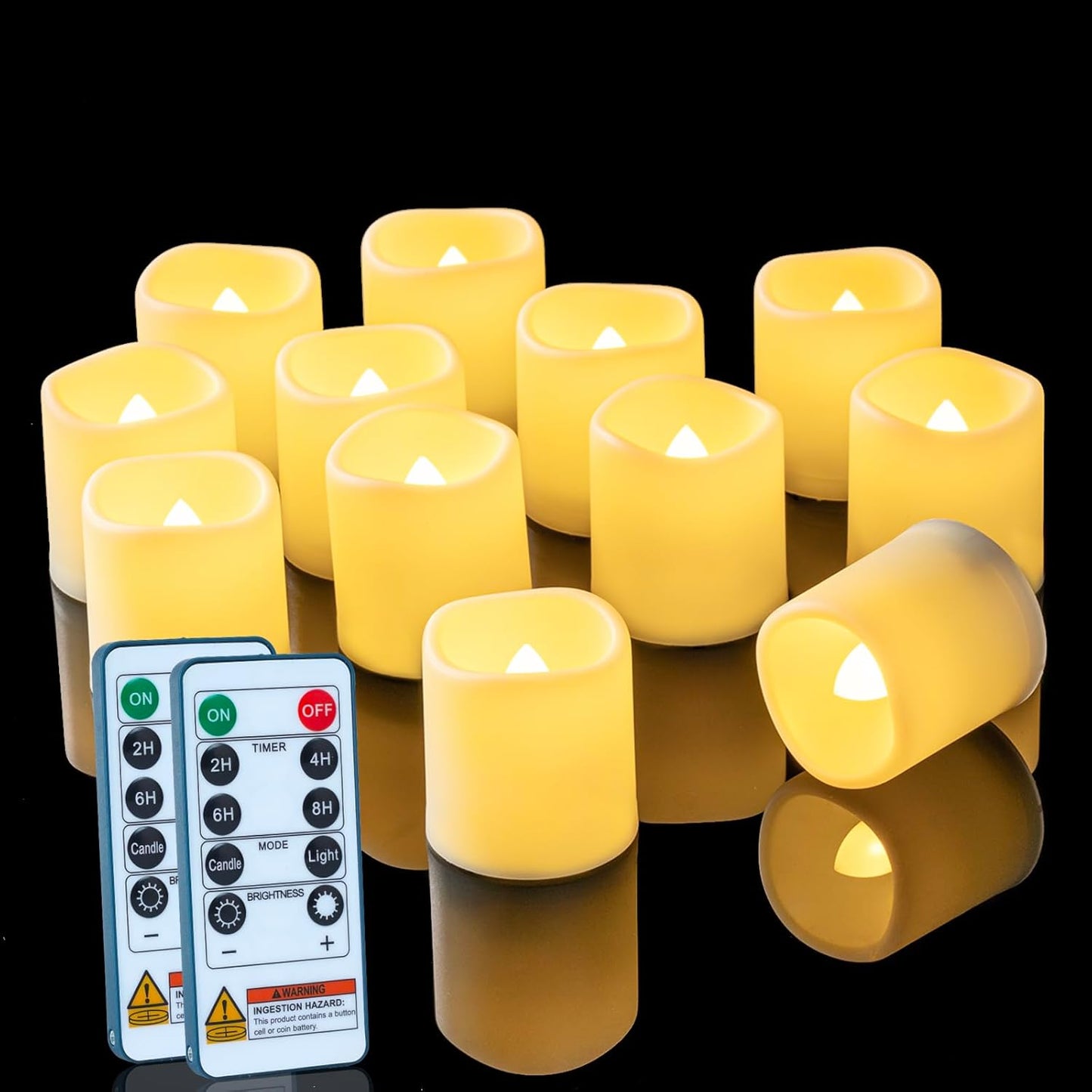 24 Pack Ivory Flameless Flickering LED Votive Tealights Candles | Battery operated, 200+ hr runtime, amber yellow glow, ivory shell, 1.5"D, 1.6"H for wedding, Halloween & Christmas decor