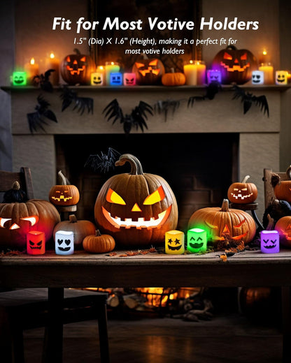 24 Pack Ivory Flameless Flickering LED Votive Tealights Candles | Battery operated, 200+ hr runtime, amber yellow glow, ivory shell, 1.5"D, 1.6"H for wedding, Halloween & Christmas decor