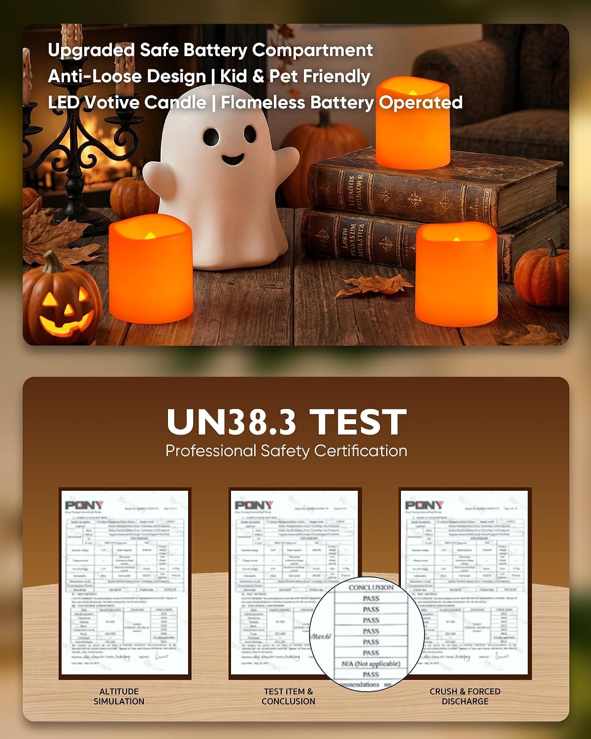 24 Pack Ivory Flameless Flickering LED Votive Tealights Candles | Battery operated, 200+ hr runtime, amber yellow glow, ivory shell, 1.5"D, 1.6"H for wedding, Halloween & Christmas decor