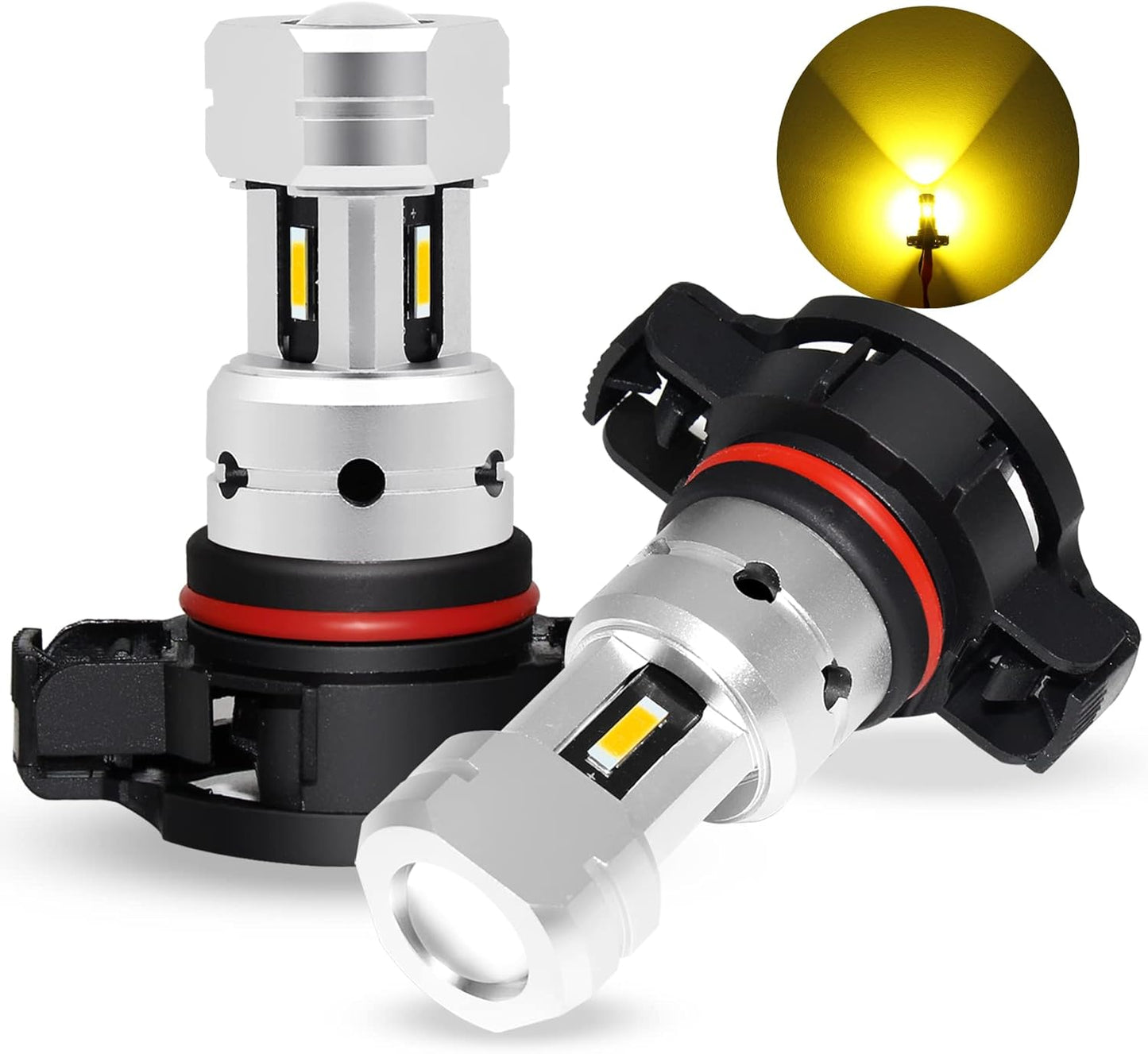PSX24W 2504 LED Yellow Fog Light Bulbs 3800 Lumens Super Bright CSP 12276 Replacement for Car Truck Foglight Lamps, 3000K Golden Yellow