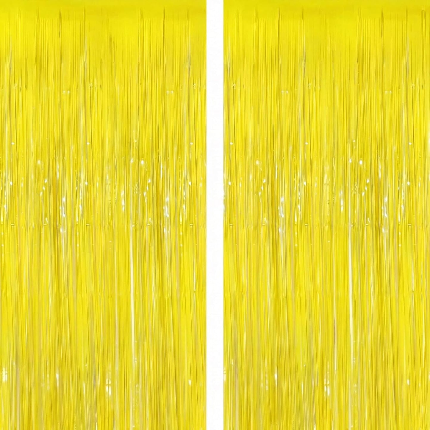 2 Pack Tinsel Backdrop, Metallic Foil Fringe Backdrop Curtain, Streamer Backdrop for Birthday Baby Shower Graduation Easter Thanksgiving Halloween Holiday Party Decorations, Garden Party Decor, Yellow