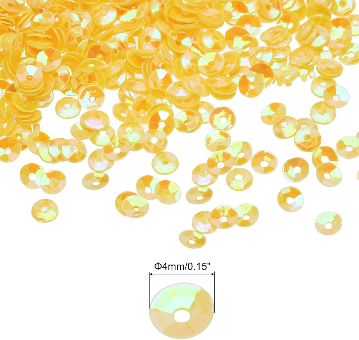 Glitter Sequins 3000Pcs - 4MM Cup Embroidery Sequins for Jewelry Making Crafts Sewing, Yellow