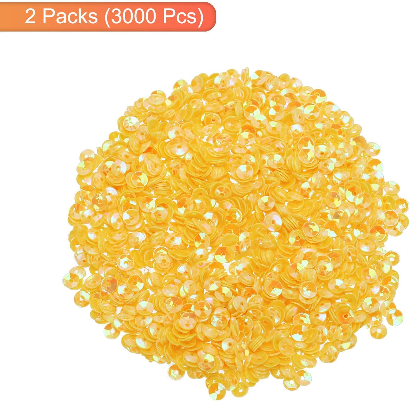 Glitter Sequins 3000Pcs - 4MM Cup Embroidery Sequins for Jewelry Making Crafts Sewing, Yellow