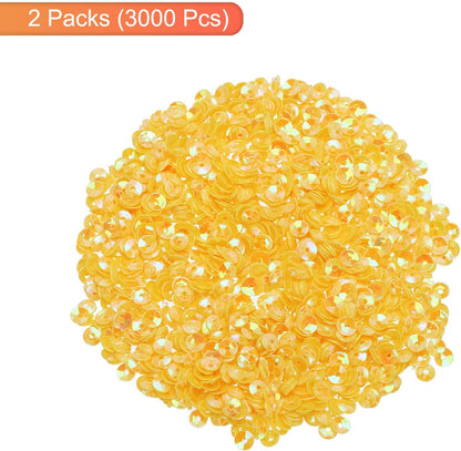 Glitter Sequins 3000Pcs - 4MM Cup Embroidery Sequins for Jewelry Making Crafts Sewing, Yellow