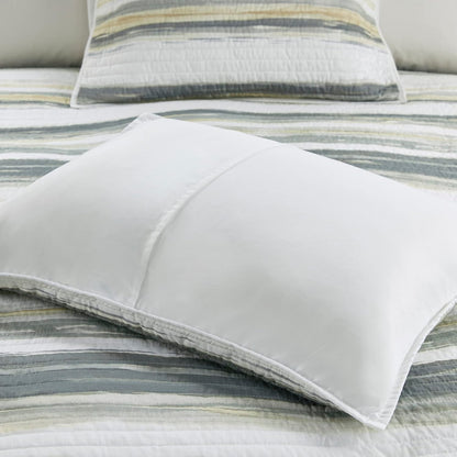 Quilt Set Cottage Coastal Design, 6 Piece Set - All Season, Coverlet Bedspread Lightweight Bedding Layer, Shams, Toss Pillows, King/Cal King(104 in x 94 in), Yellow/Grey