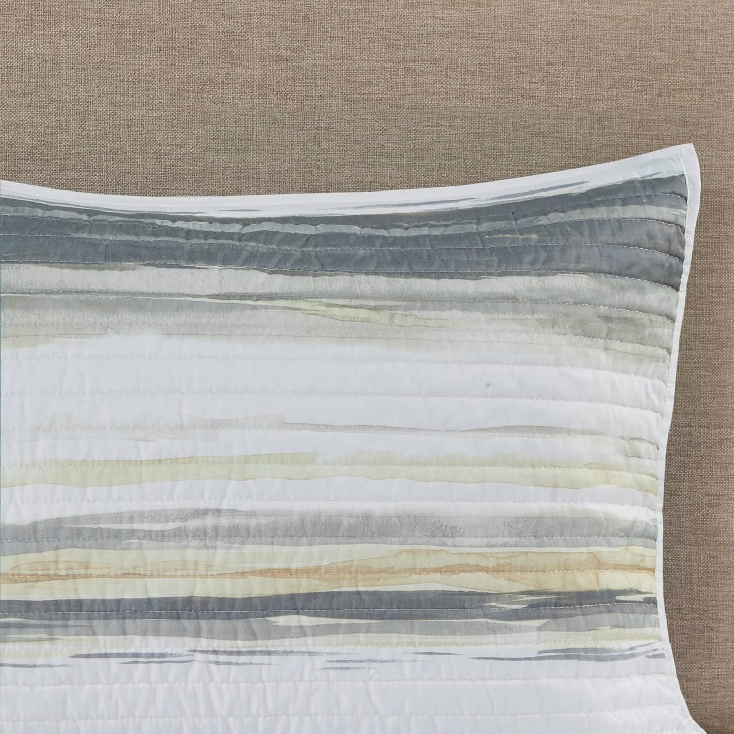 Quilt Set Cottage Coastal Design, 6 Piece Set - All Season, Coverlet Bedspread Lightweight Bedding Layer, Shams, Toss Pillows, King/Cal King(104 in x 94 in), Yellow/Grey