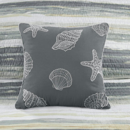 Quilt Set Cottage Coastal Design, 6 Piece Set - All Season, Coverlet Bedspread Lightweight Bedding Layer, Shams, Toss Pillows, King/Cal King(104 in x 94 in), Yellow/Grey