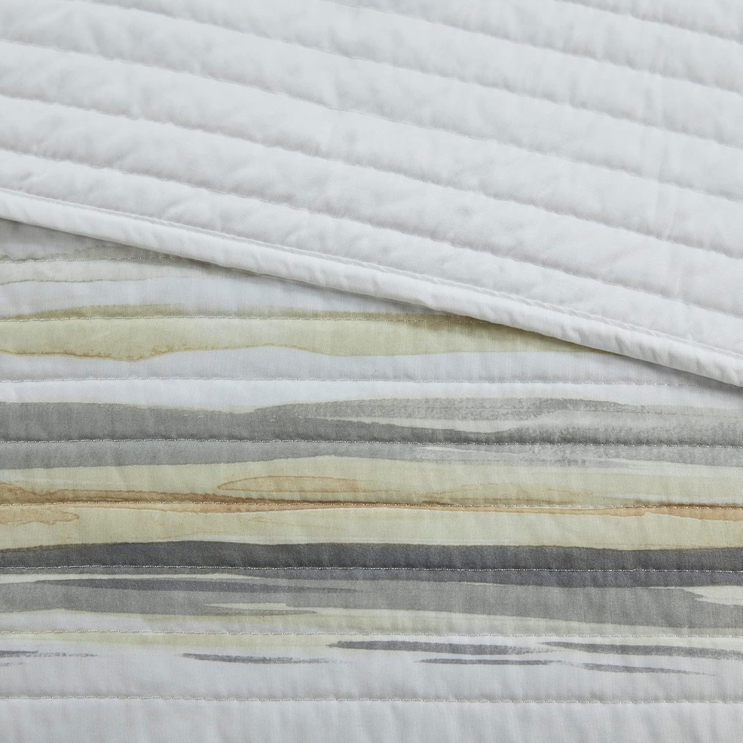 Quilt Set Cottage Coastal Design, 6 Piece Set - All Season, Coverlet Bedspread Lightweight Bedding Layer, Shams, Toss Pillows, King/Cal King(104 in x 94 in), Yellow/Grey