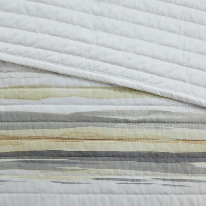 Quilt Set Cottage Coastal Design, 6 Piece Set - All Season, Coverlet Bedspread Lightweight Bedding Layer, Shams, Toss Pillows, King/Cal King(104 in x 94 in), Yellow/Grey