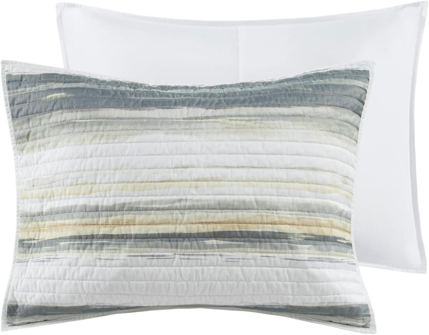 Quilt Set Cottage Coastal Design, 6 Piece Set - All Season, Coverlet Bedspread Lightweight Bedding Layer, Shams, Toss Pillows, King/Cal King(104 in x 94 in), Yellow/Grey