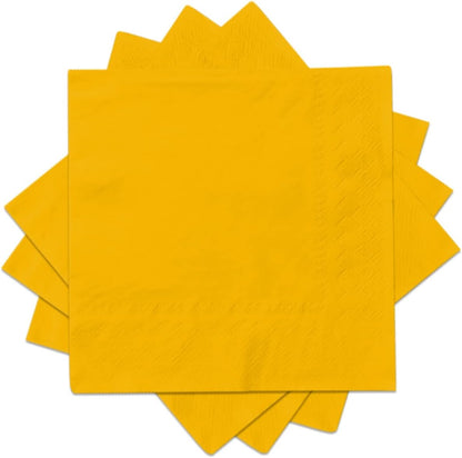 Cocktail Napkins 3-ply 80PCS Yellow Beverage Napkin Disposable Paper Cocktail Napkins Dinner Napkins for Birthday Graduation Party Restaurant Bar Picnic