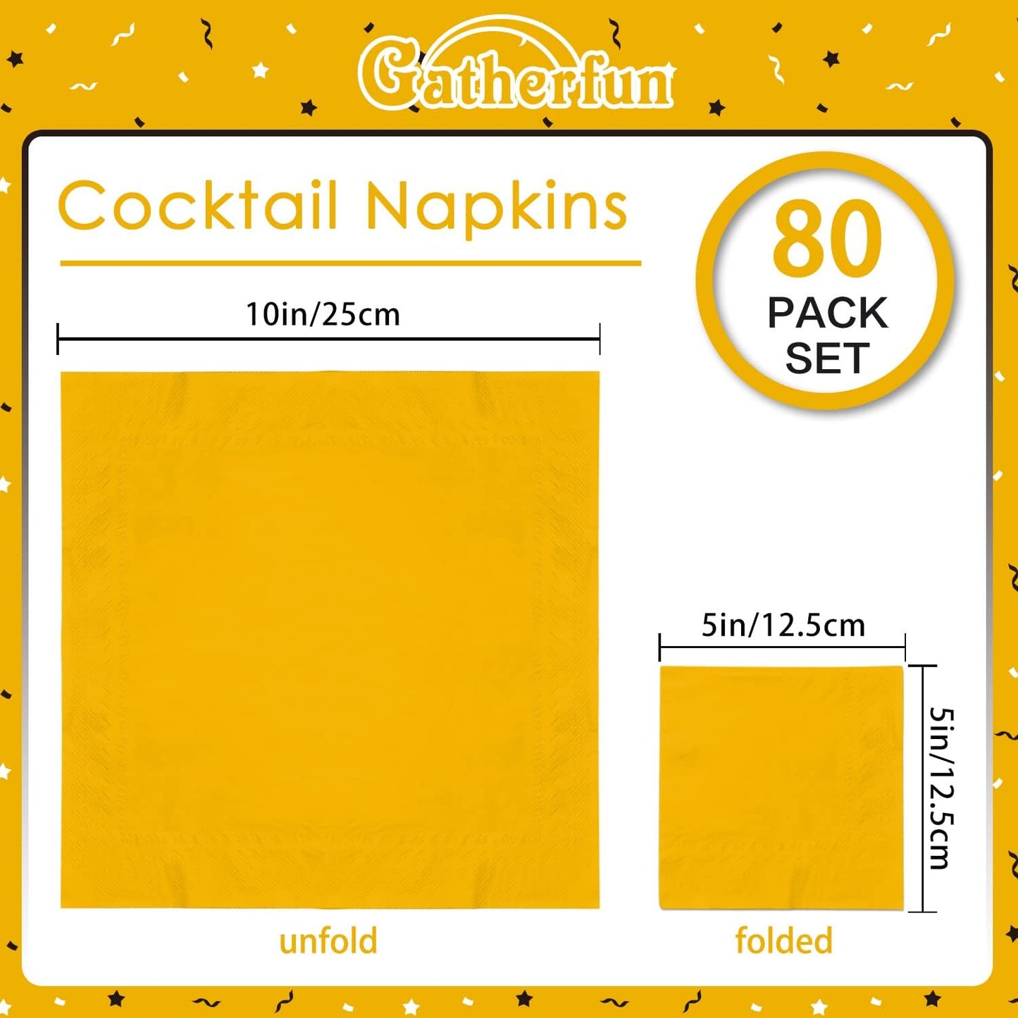 Cocktail Napkins 3-ply 80PCS Yellow Beverage Napkin Disposable Paper Cocktail Napkins Dinner Napkins for Birthday Graduation Party Restaurant Bar Picnic