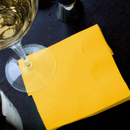 Cocktail Napkins 3-ply 80PCS Yellow Beverage Napkin Disposable Paper Cocktail Napkins Dinner Napkins for Birthday Graduation Party Restaurant Bar Picnic