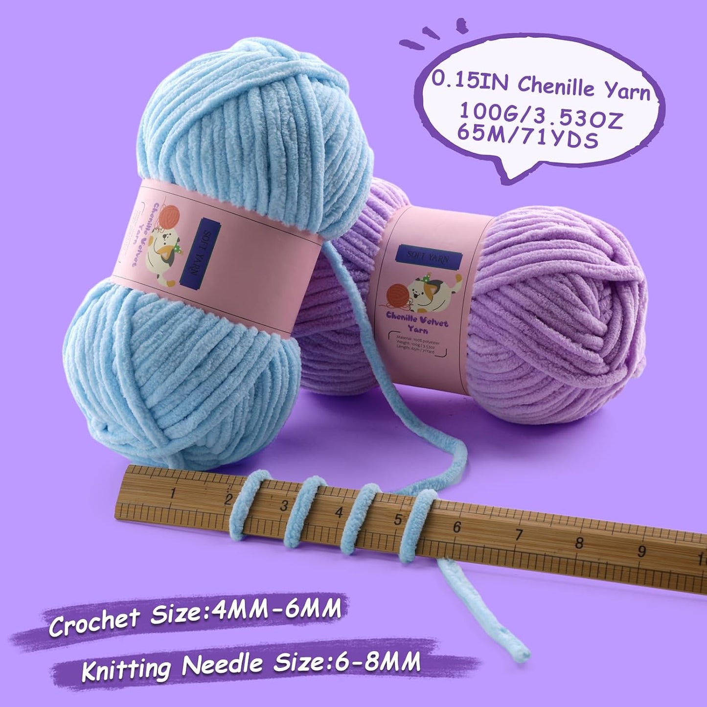 Chunky Yarn for Crocheting - Chenille Yarn for Knitting - Bulky Blanket Yarns for Crocheting Blankets Amigurumi Craft Hat Shoes, Plush Fluffy Soft Yarns 71 yds/3.5 oz Each Skein(Chicken Yellow)
