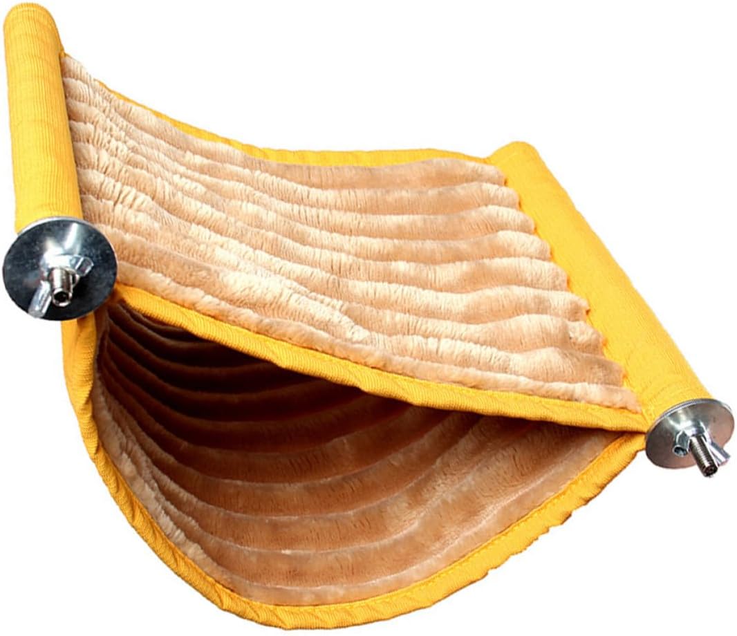 Hamster Hammock Bed and Swing Hanging Warm Fleece Pet Cage Bed Removable Washable Yellow Small for Small Animals